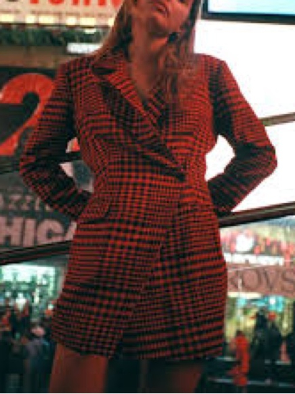 Zara Red and Black Checkered Dress